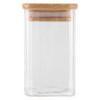 Frasco Hermético Recipiente 700mL Vidrio Cuadrado 12cm Bambú. Perfecto para conservar tus alimentos frescos. ¡Compra ahora y organiza tu cocina!-1