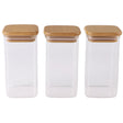 Set 3 Frasco Hermético 700mL Vidrio Cuadrado 12cm Bambú. Perfectos para conservar alimentos frescos y organizados. ¡Compra ahora y mejora tu cocina!-1