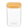 Frasco Hermético Cuadrado 1100mL Vidrio 12cm Con Tapa Bambú. Ideal para conservar tus alimentos frescos y organizados. ¡Compra ahora y mejora tu cocina!-1