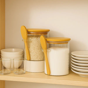 Set 2 Frasco Contenedor Hermetico 10cm Redondo Con Cuchara. Perfectos para conservar alimentos frescos y organizados. ¡Compra ahora y optimiza tu cocina!-3