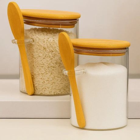 Set 3 Frasco Contenedor Hermético 10cm Redondo Con Cuchara. Perfectos para conservar alimentos frescos y organizados. ¡Compra ahora y optimiza tu cocina!-2