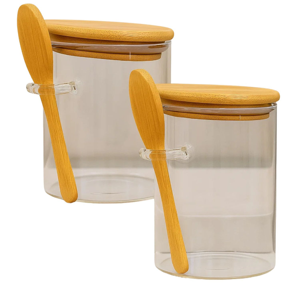 Set 2 Frasco Contenedor Hermético 12cm Redondo Con Cuchara. Perfecto para mantener tus alimentos frescos y organizados. ¡Compra ahora y optimiza tu cocina!-1