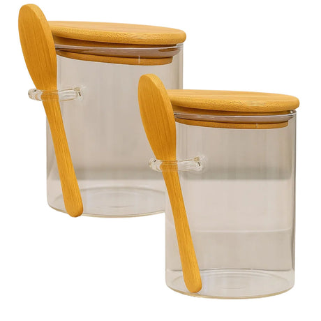 Set 2 Frasco Contenedor Hermético 12cm Redondo Con Cuchara. Perfecto para mantener tus alimentos frescos y organizados. ¡Compra ahora y optimiza tu cocina!-1