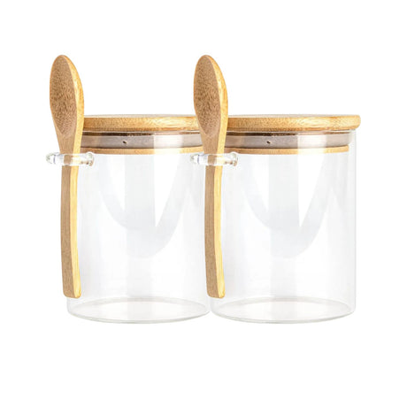 Set 2 Frasco Contenedor Hermetico 15cm Redondo Con Cuchara. Mantén tus alimentos frescos y organizados. ¡Compra ahora y mejora tu cocina!-1
