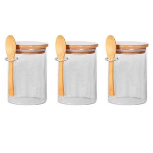 Set 3 Frasco Contenedor Hermético 15cm Redondo Con Cuchara. Perfectos para mantener tus alimentos frescos y organizados. ¡Compra ahora y optimiza tu cocina!-1