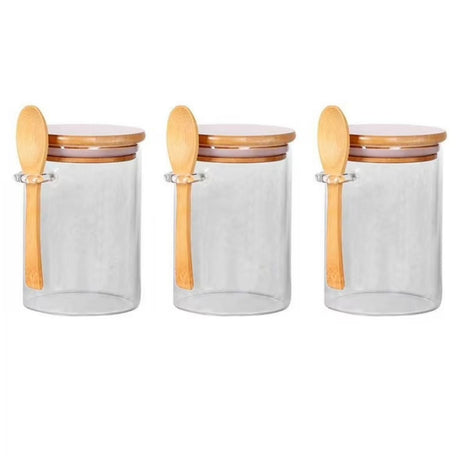 Set 3 Frasco Contenedor Hermético 15cm Redondo Con Cuchara. Perfectos para mantener tus alimentos frescos y organizados. ¡Compra ahora y optimiza tu cocina!-1