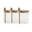 Set 3 Frascos Contenedores 570mL 10cm Cuadrado Cuchara Bambú. Perfectos para organizar tu cocina con estilo. ¡Compra ahora y transforma tu espacio!-1