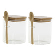 Set 2 Frasco Contenedor 900mL 10cm Cuadrado Cuchara Bambú. Perfecto para organizar tu cocina con estilo. ¡Compra ahora y transforma tu espacio!-1