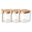 Set 3 Frasco Contenedor 1100mL 12cm Cuadrado Cuchara Bambú. Perfectos para organizar tu cocina con estilo. ¡Compra ahora y transforma tu espacio!-1