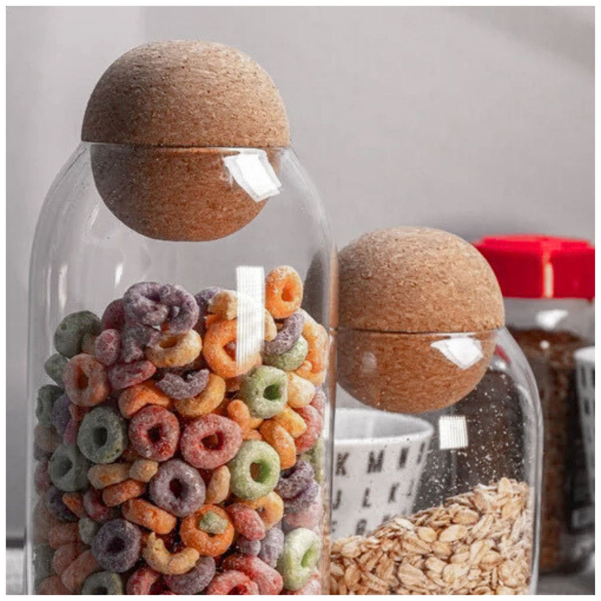 Set 2 Botellas Frascos Contenedor 570mL Vidrio 10cm Tapa. Perfectas para almacenar y conservar tus alimentos. ¡Compra ahora y organiza tu cocina!-1