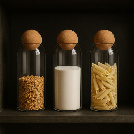 Set 3 Botellas Frascos Contenedor 1200mL Vidrio 20cm Corcho. Perfectas para almacenar y decorar. ¡Compra ahora y organiza tu espacio con estilo!-2