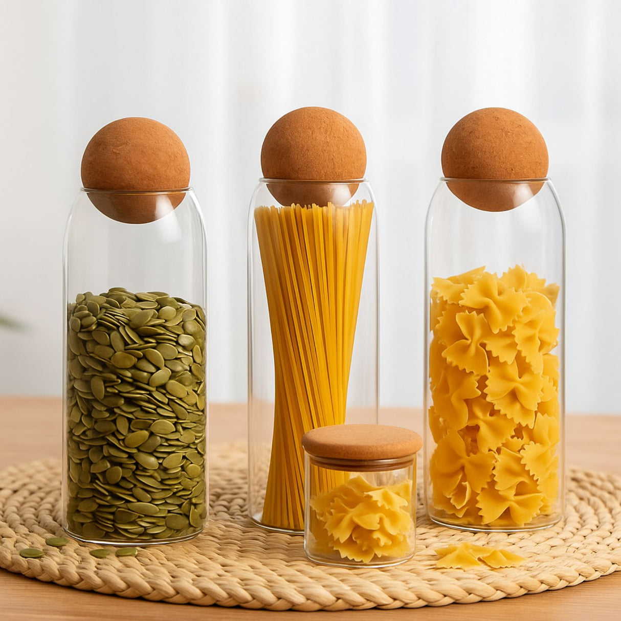 Set 3 Botellas Frascos Contenedor 1500mL Vidrio 25cm Tapa. Perfectas para almacenar y conservar tus alimentos. ¡Compra ahora y organiza tu cocina!-2