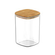 Frasco Tarro Hermetico Cuadrado 400mL Vidrio 12cm Tapa Bambú. Ideal para conservar alimentos frescos y organizados. ¡Compra ahora y mejora tu cocina!-1