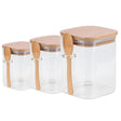 Set 3 Frascos Tarros Cuadrado Vidrio Con Cuchara Bambú. Perfectos para organizar tu cocina con estilo. ¡Compra ahora y transforma tu espacio!-1