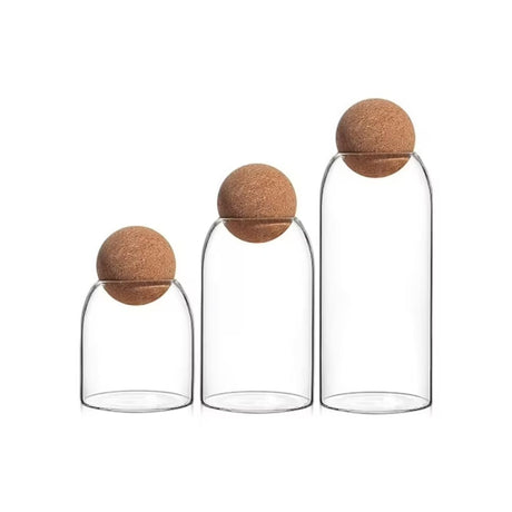 Set 3 Botellas Frascos Contenedor Vidrio Con Tapa Corcho. Perfectas para almacenar y decorar. ¡Compra ahora y organiza tu espacio con estilo!-1