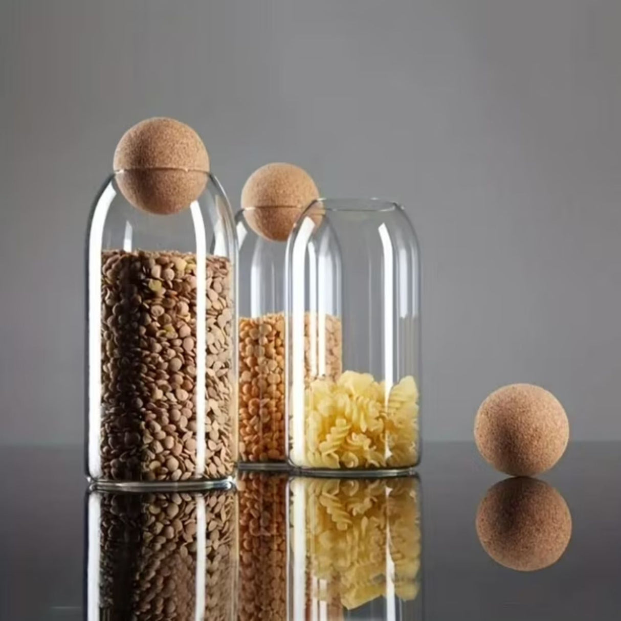 Set 3 Botellas Frascos Contenedor Vidrio Con Tapa Corcho. Perfectas para almacenar y decorar. ¡Compra ahora y organiza tu espacio con estilo!-5