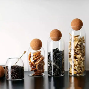 Set 4 Botellas Frascos Contenedor Vidrio Con Tapa Corcho. Perfectas para almacenar y decorar. ¡Compra ahora y organiza tu hogar con estilo!-5