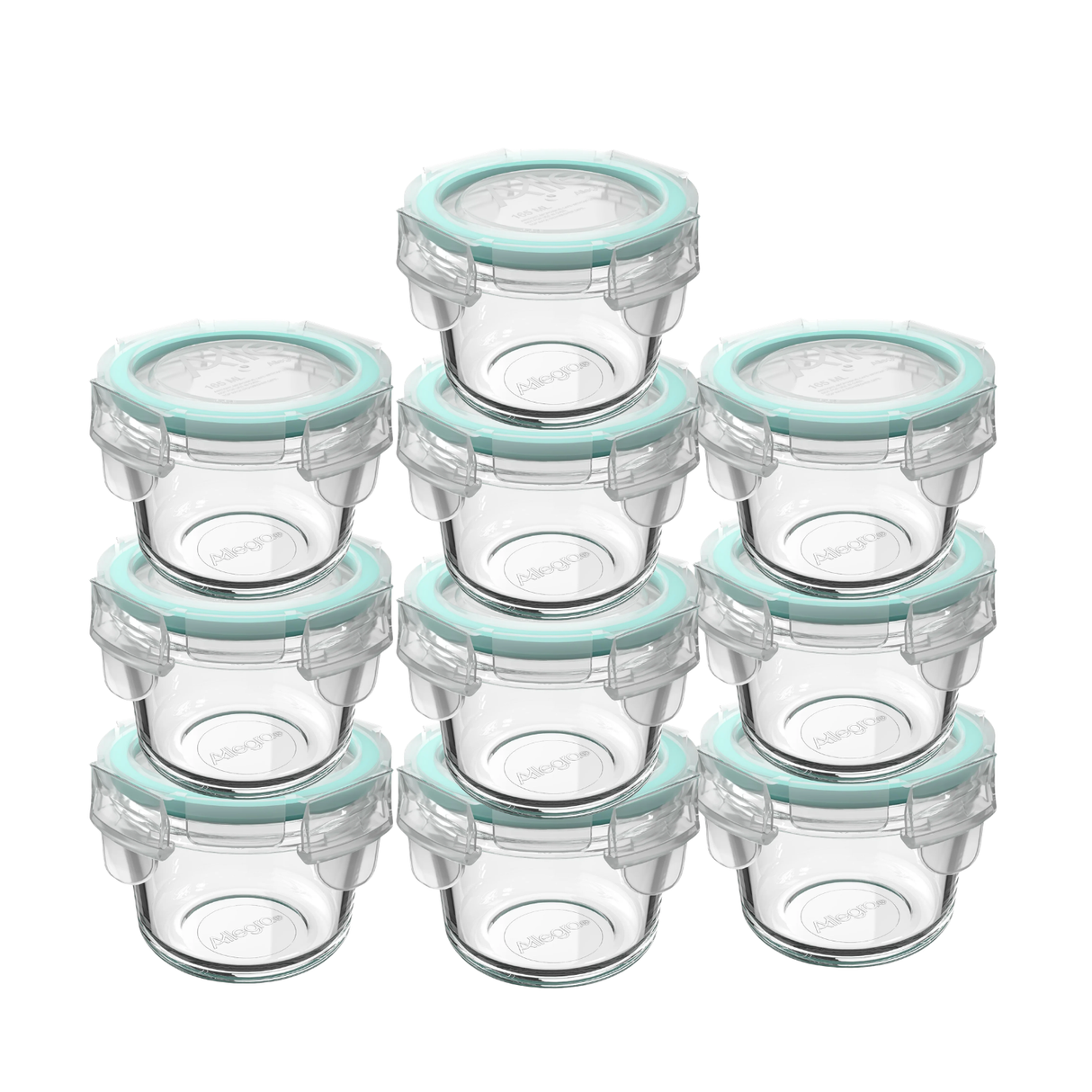 Set 10 Contenedores Hermetico Allegra Vidrio 165mL Redondo | Disparo.cl