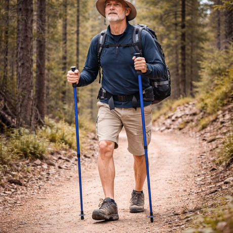 Set 2 Bastones Trekking Antishock Ajustables con Brujula