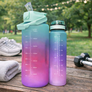 Set Botellas Deportivas ABS 2000 mL + 900 mL Aqua Morado