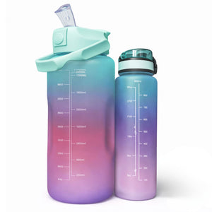 Set Botellas Deportivas ABS 2000 mL + 900 mL Aqua Morado