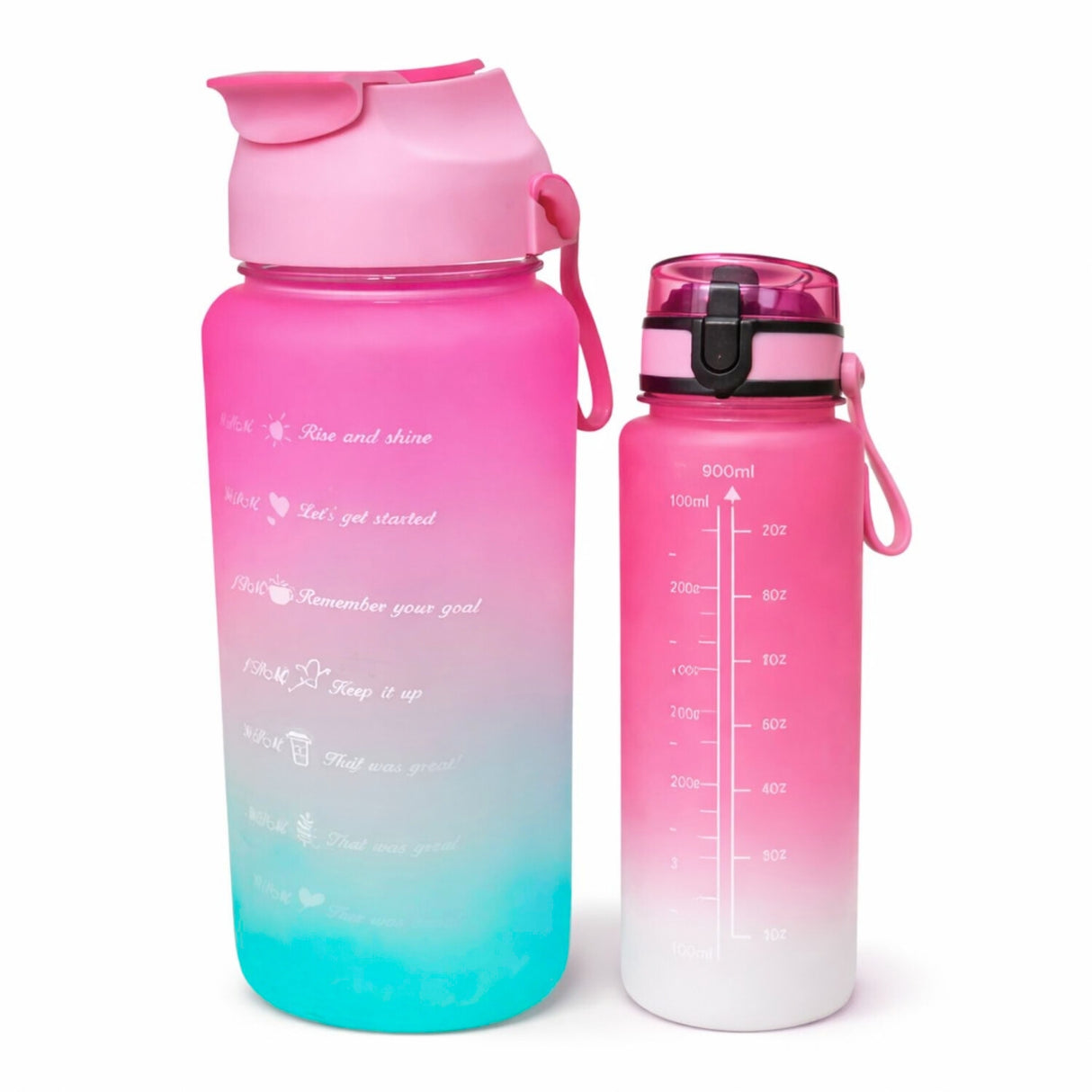 Set Botellas Deportivas ABS Degradado Rosa Aqua 2000 mL + 900 mL | Disparo.cl