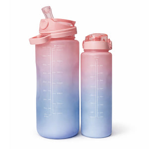 Set Botellas Deportivas Degradé Rosado Celeste 2000 mL + 900 mL