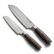 Set 2 Cuchillos Santoku Ring Red Wayu Cocina Precision Fondo blanco