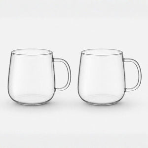 Set 2 Tazas Vidrio Transparente 490mL Diseño Curvo Moderno | Disparo.cl