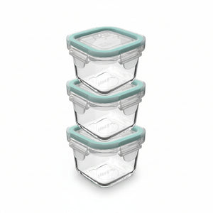 Set 3 Contenedores Hermeticos Allegra Vidrio 210mL Cuadrado | Disparo.cl