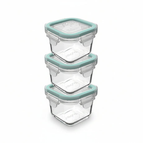 Set 3 Contenedores Hermeticos Allegra Vidrio 210mL Cuadrado | Disparo.cl