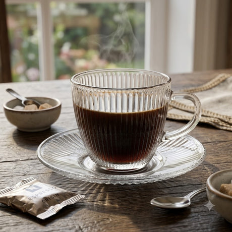 Set 4 Tazas con Platillo 110 ml Espresso Glasso imagen realista