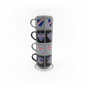 Set 4 Tazones de Cerámica 400 ml Colo Colo con Soporte