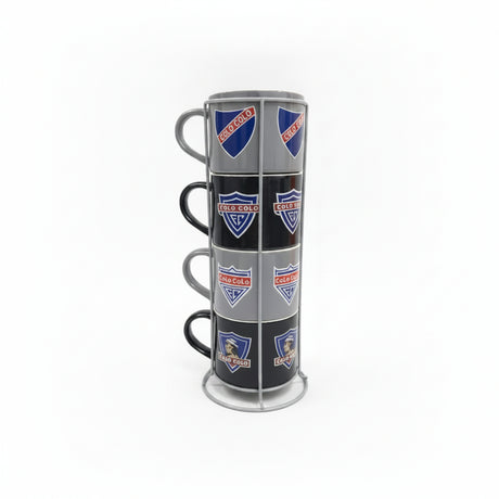 Set 4 Tazones de Cerámica 400 ml Colo Colo con Soporte