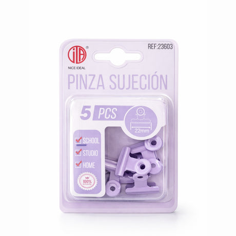 Set 5 Pinzas para Papel Metálicas 22mm Oficina Escolar | Disparo.cl