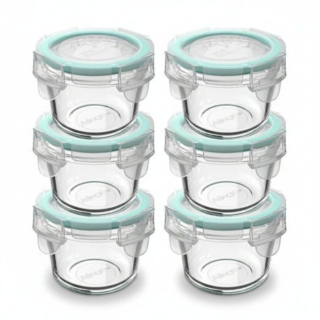 Set 6 Contenedores Hermeticos Allegra Vidrio 165mL Redondo | Disparo.cl