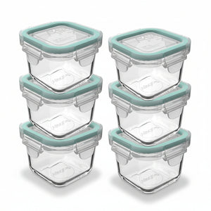 Set 6 Contenedores Hermeticos Allegra Vidrio 210mL Cuadrado | Disparo.cl