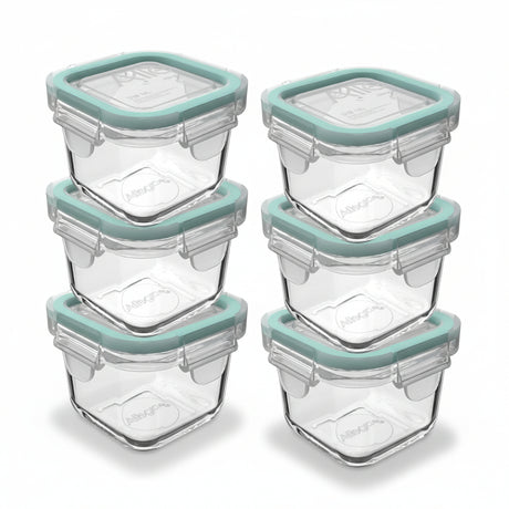 Set 6 Contenedores Hermeticos Allegra Vidrio 210mL Cuadrado | Disparo.cl