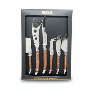 Set 6 Cuchillos Aperitivo Wayu con caja fondo blanco | Disparo.cl