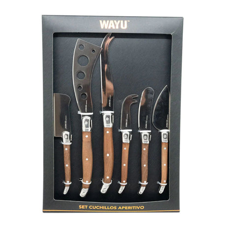 Set 6 Cuchillos Aperitivo Wayu con caja fondo blanco | Disparo.cl