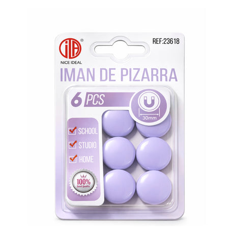 Set 6 Imanes de Pizarra Circulares 30mm Violeta fondo blanco| Disparo.cl