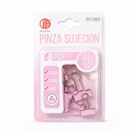 Set 8 Doble Clip Metálico 15mm Oficina Escolar | Disparo.cl