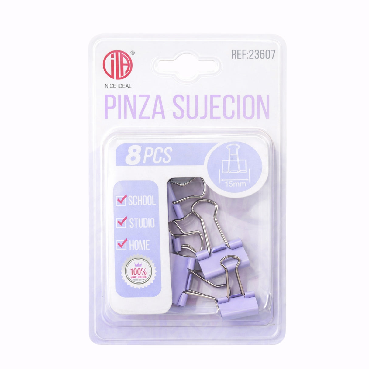Set 8 Doble Clip Metálico 15mm Oficina Escolar | Disparo.cl