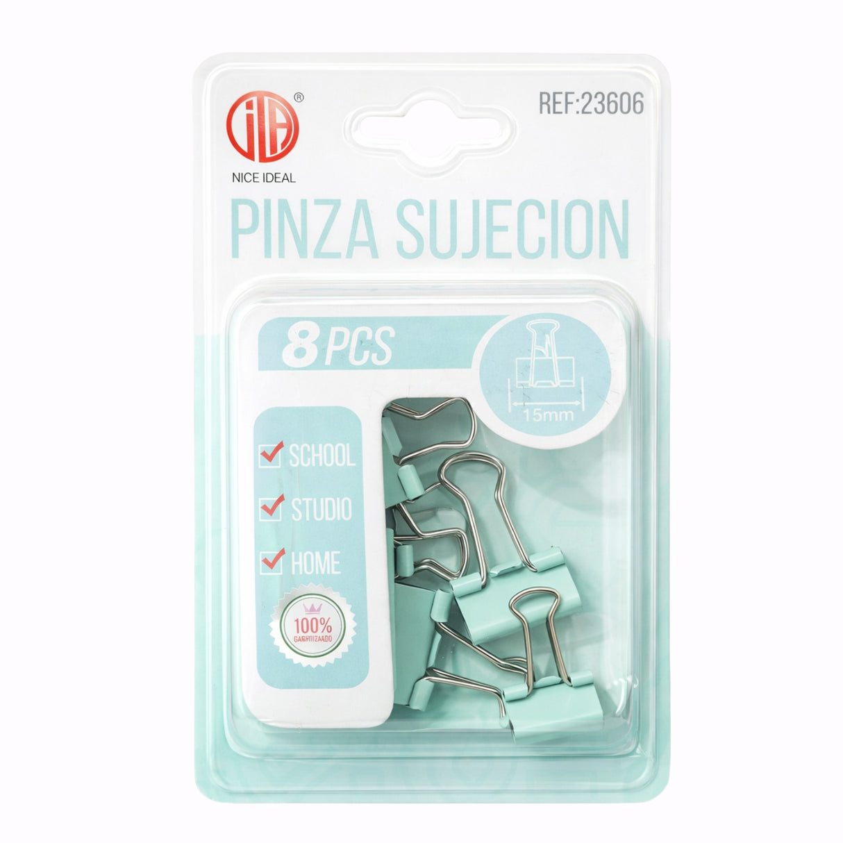 Set 8 Doble Clip Metálico 15mm Oficina Escolar | Disparo.cl