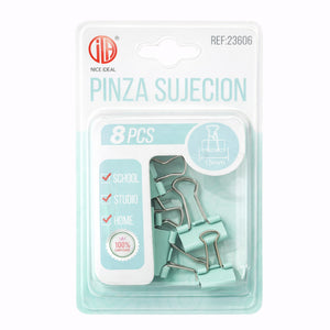Set 8 Doble Clip Metálico 15mm Oficina Escolar | Disparo.cl