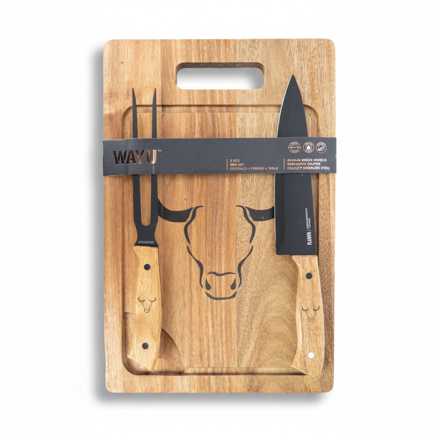 Set Tabla Cuchillo Tenedor PRM Acero Inoxidable Wayu | Disparo.cl