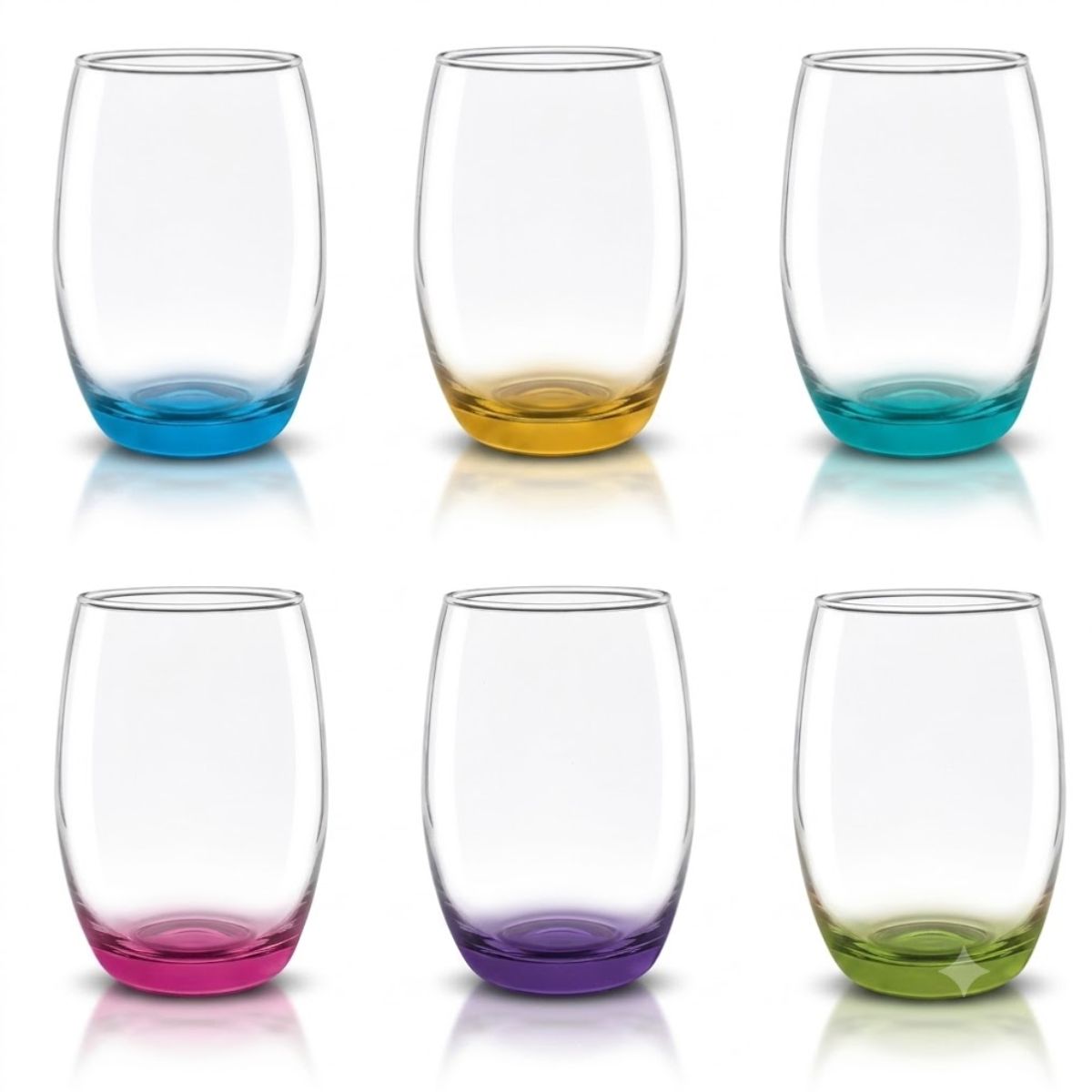Canje CMR: Set de 6 Vasos Mikonos Fondos de Colores Cristar 460ml