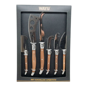 Set de Cuchillos para Aperitivo 6 Piezas Wayu caja fondo blanco