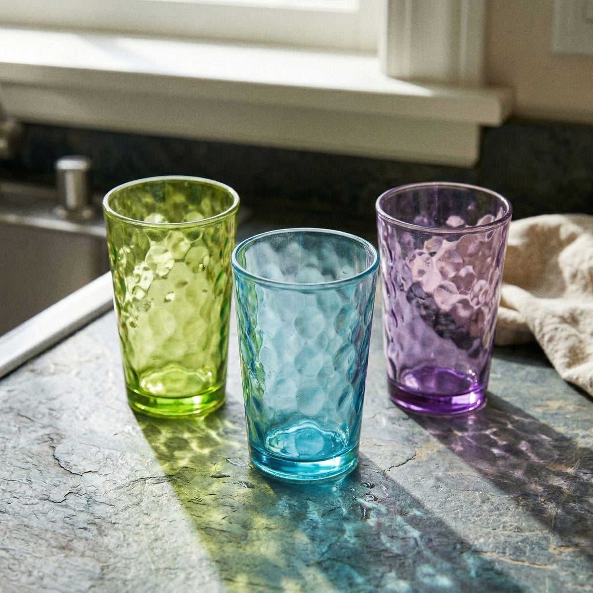 Set 6 Vasos Altos Mixed 465 mL Vidrio Full Color Allegra | Disparo.cl