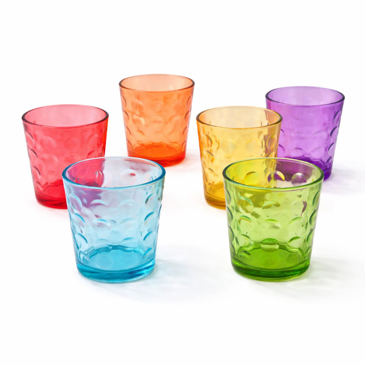 Set 6 Vasos Bajos Mixed 325 mL Vidrio Full Color Allegra | Disparo.cl